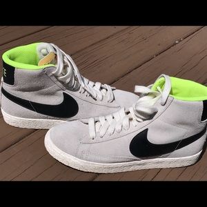 Like new!  Nike suede high tops 👟 with neon green
